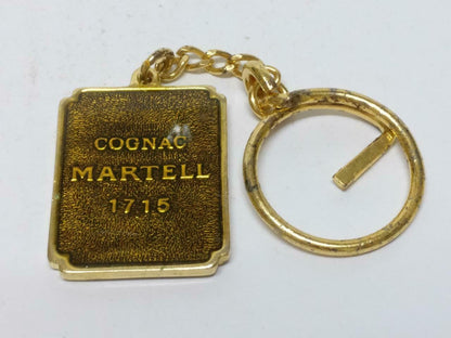Vintage Cognac Martell 1715 Liquor Gold Tone Metal Keychain Keyring F/S (B687)