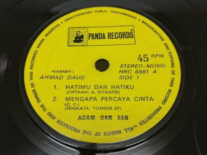 Malay Adam & Ben Iskandar Ismail Hatimu Dan Hantiku Singapore 7" EP 45 RPM EP336