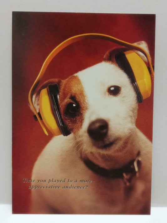 LUCKYPIGEON888 Cute Puppy Dog Using Headphone 1999 Singapore Ad Postcard (E0139)
