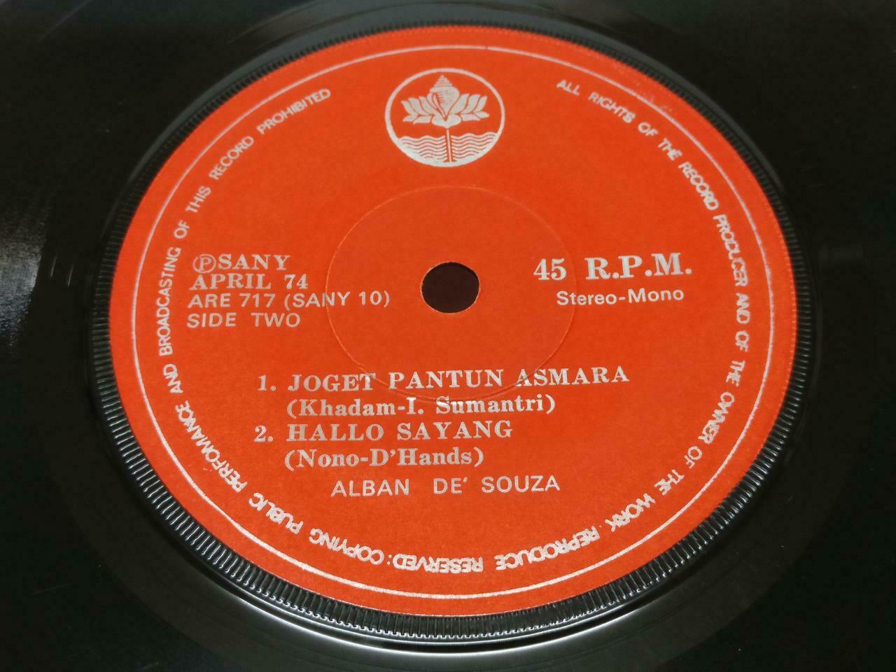 Singapore Alban De Souza Ratapan anak Tiri 1974 Rare Malay EP 7" (EP353)