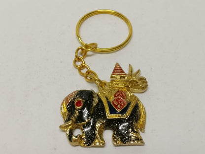 LP888 Beautiful Black Elephant Glitter Gold Tone Metal Keychain Keyring F/S (B793)