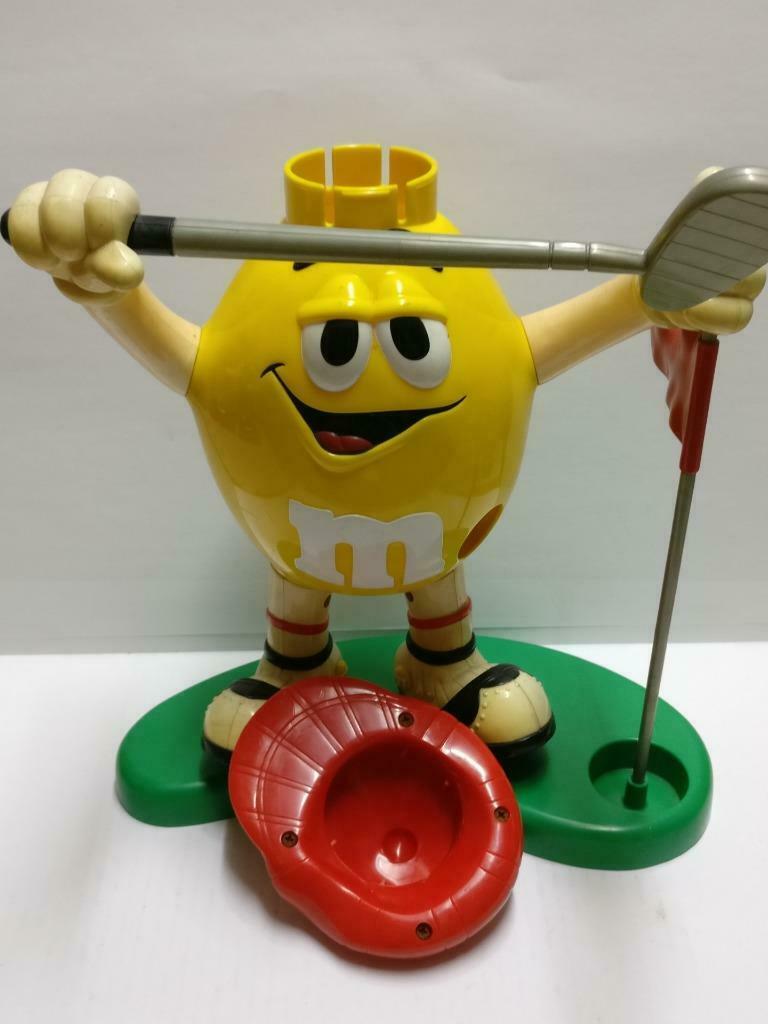 M&M's M&M Chocolate Yellow Golf Sport Red Hat Candy Dispenser No Box (A2181) *4