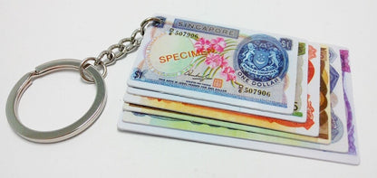 Vintage Singapore Orchid Series Mini Bank Notes $1 - $100 Keychain Keyring (A473