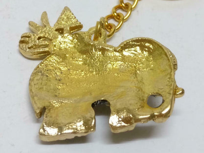 LP888 Beautiful Black Elephant Glitter Gold Tone Metal Keychain Keyring F/S (B793)