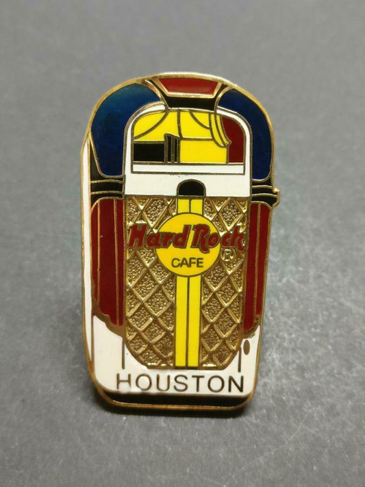 Hard Rock Cafe HOUSTON Rare Music Jukebox Gold Tone Pin Badge Button F/S B872