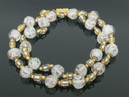 CJ888 Beautiful Clear White Beads Jewelry 18" Estate Necklace F/S (J519)