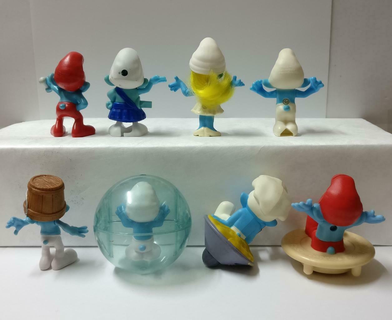 McDonalds Smurfs Bucket Spin Ball Cute Figure Toys x8 Lot F/S (FTY008) *G