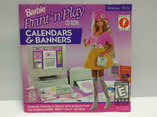 Barbie Print'n Play Calendars & Banners 1995 USA CD-Rom CD (CDS088)