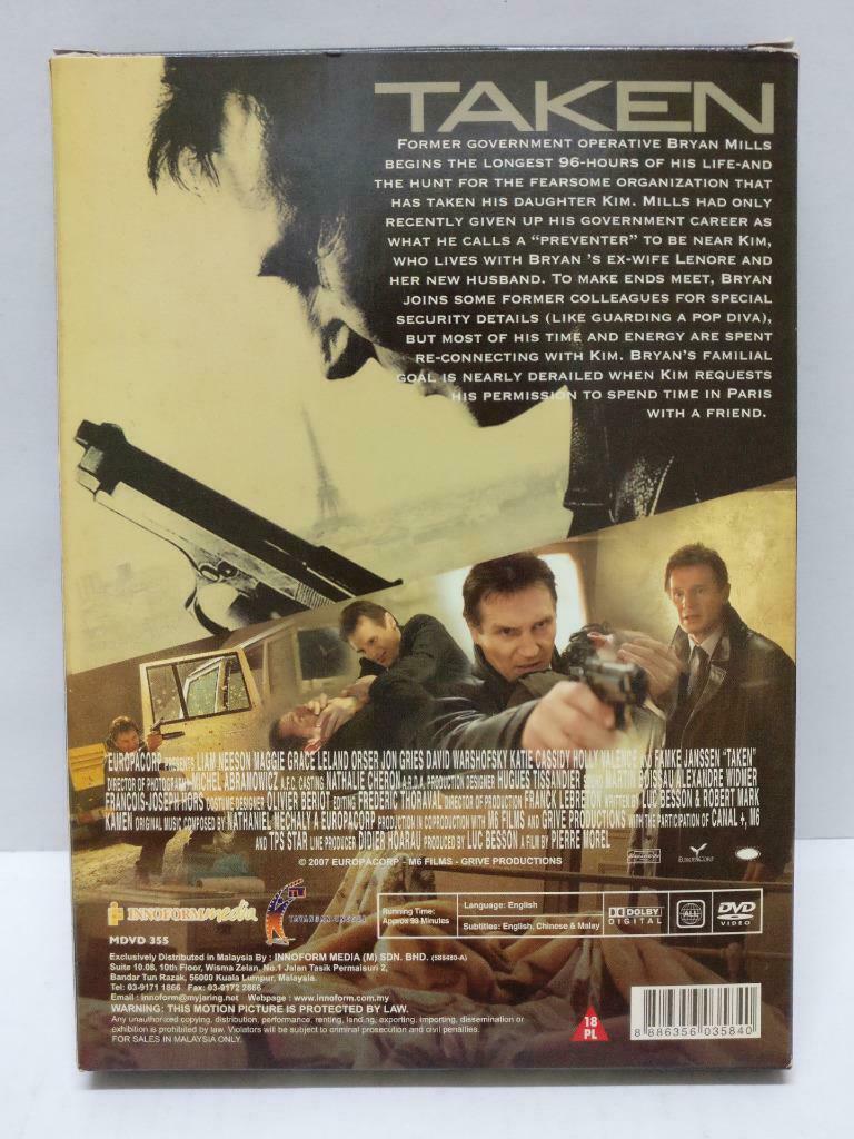Taken Liam Neeson Movie 2007 Rare Malaysia Only DVD Eng Sub All Region (DVD066)