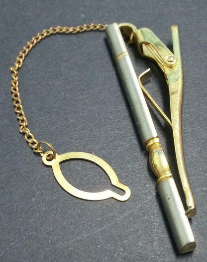 No Brand Rare Singapore Gold & Silver Tone Men's Tie Clip (B300)