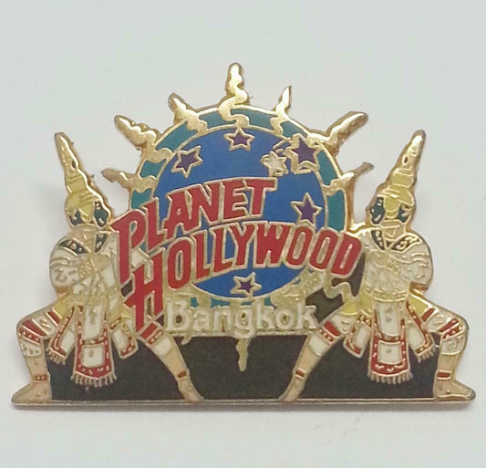 Rare Vintage Unique Planet Hollywood Thailand Bangkok Gold Tone Pin Badge (B118)