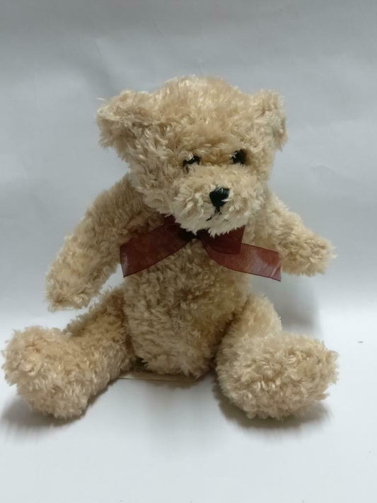 Handcrafted Furry Bear With Ribbon 5" Plush Soft Toy F/S (PTY150)