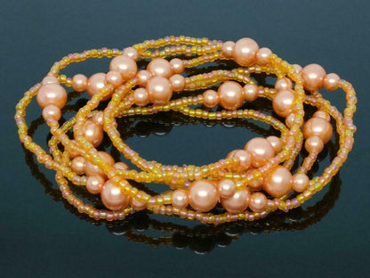CJ888 Beautiful Retro Asia Art Orange Beads Faux Pearls Necklace F/S (J592)