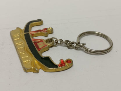 LP888 Vintage Italy Venice Venezia Gondola Gold Tone Metal Keychain Keyring  F/S B706