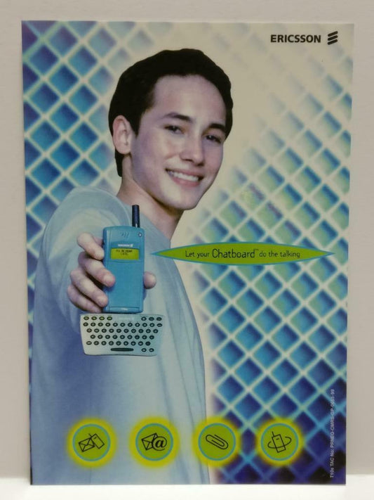 LUCKYPIGEON888 Ericsson Blue Mobile Phone 1999 Singapore Ad Postcard (E0217)
