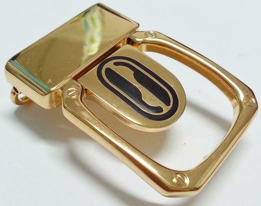 Rare Vintage Made In Italy Stainless Steel Gold Plated Retro Belt Buckle (B415)