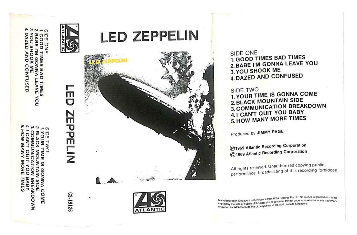 Rare Led Zeppelin Good Times Bad Times Singapore English Red Cassette CT942