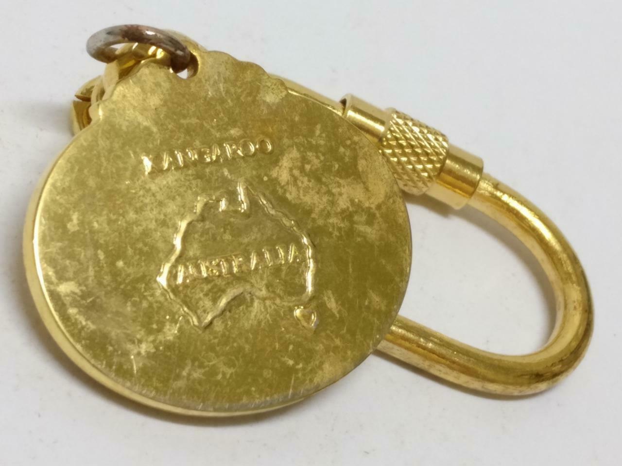 LP888 Australia Kangaroo Silver Gold Tone Metal Souvenir Keychain Keyring F/S B787