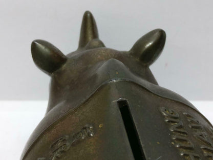 Rare 70's Vintage 崇僑銀行 Singapore Chung Khiaw Bank Coin Bank Bronze Rhino (A1654)