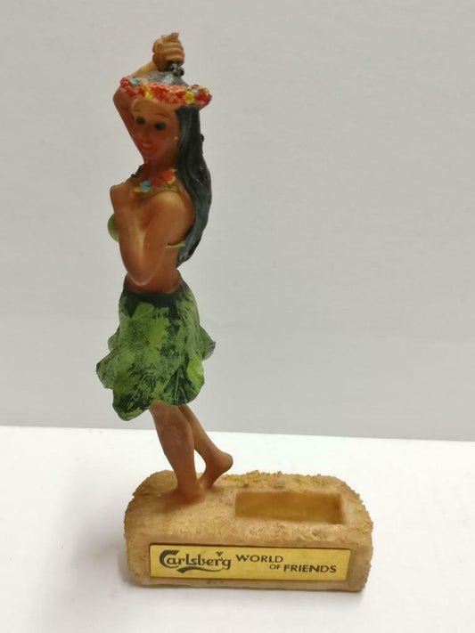 Vintage Carlsberg Beer Sexy Hawaiian Girl Hula Leaf Skirt Display F/S (A2157) *2