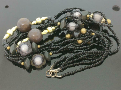 CJ888 Vintage Beautiful Flower Round Beads Women Art Necklace F/S (J585)
