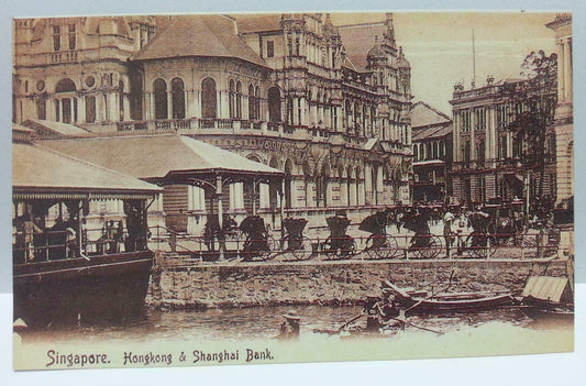 Hong Kong & Shanghai Banking Corp Vintage Singapore Postcard Reprint (AC127)