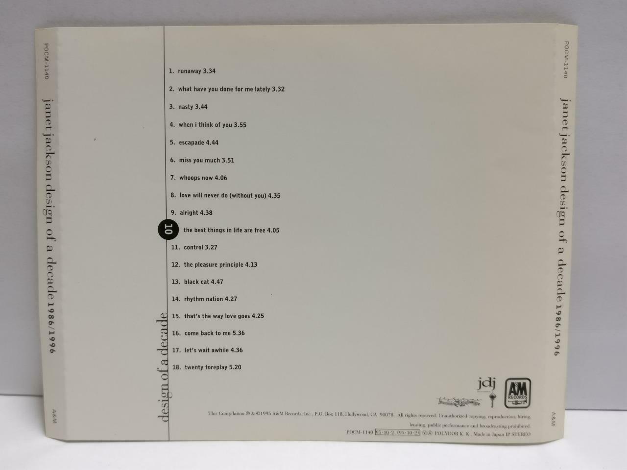 Janet Jackson Design Of A Decade 1986-1996 Rare Japan English CD (CDS181)