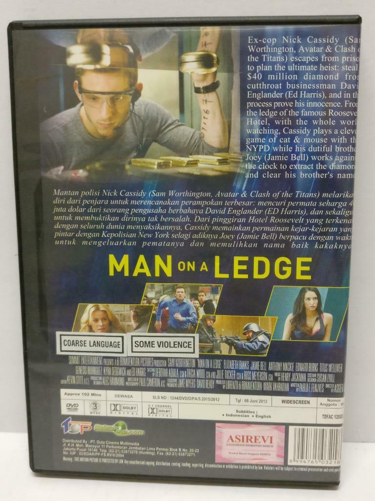 LK888  DVD Movie Man on a Ledge Anthony Mackie 2012 Indonesia Sub R3 (DVD019)