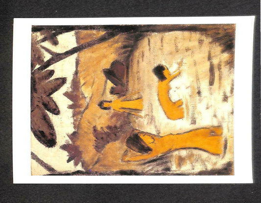 LUCKYPIGEON Otto Mueller Trois baigneurs dans un etang Painting Postcard (C1749)