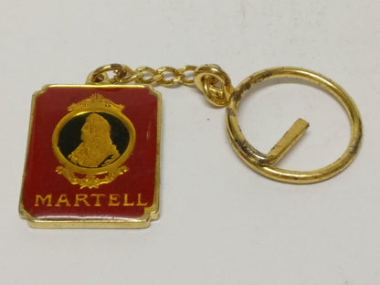 Vintage Cognac Martell 1715 Liquor Gold Tone Metal Keychain Keyring F/S (B687)