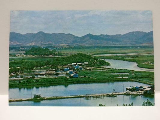 Vintage The Shumchun River Viewed From A Hill At Lukmachow 深州河 Postcard (P833)