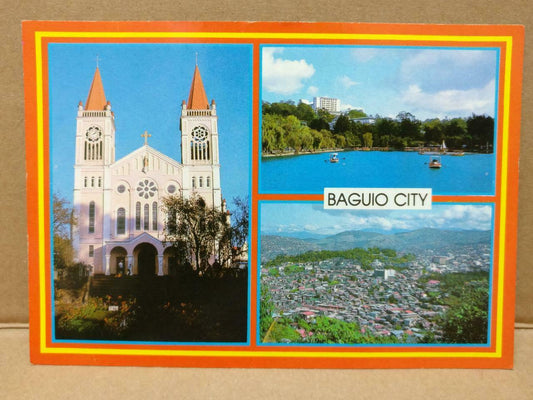 Used LUCKYPIGEON Cathedral Burnham Park Baguio City Philippines Postcard (C1817)