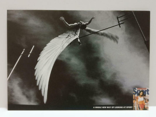 LUCKYPIGEON888 Man Wings Beefcake Sport High Jump Singapore Postcard (E0289)