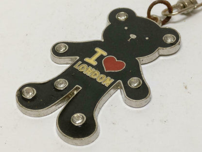 LP888 Vintage I Love London Cute Black Bear Rhinestones Souvenir Keychain F/S (B796)