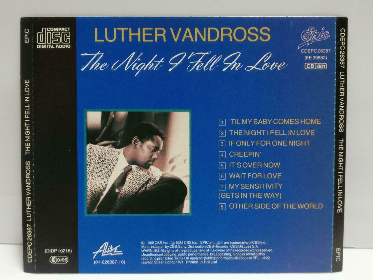 Luther Vandross The Night I Fell In Love 1985 Rare Japan English CD (CDS195)