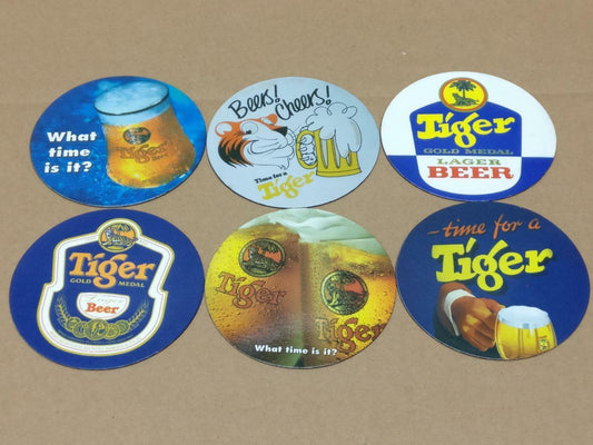 Singapore Tiger Lager Beer Round Fridge Magnets x 6 pcs Promo Beer Ad F/S A1898