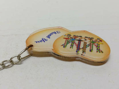 LP888 Vintage Double Heart Shape God Bless You Acrylic Keychain Keyring F/S (B712)