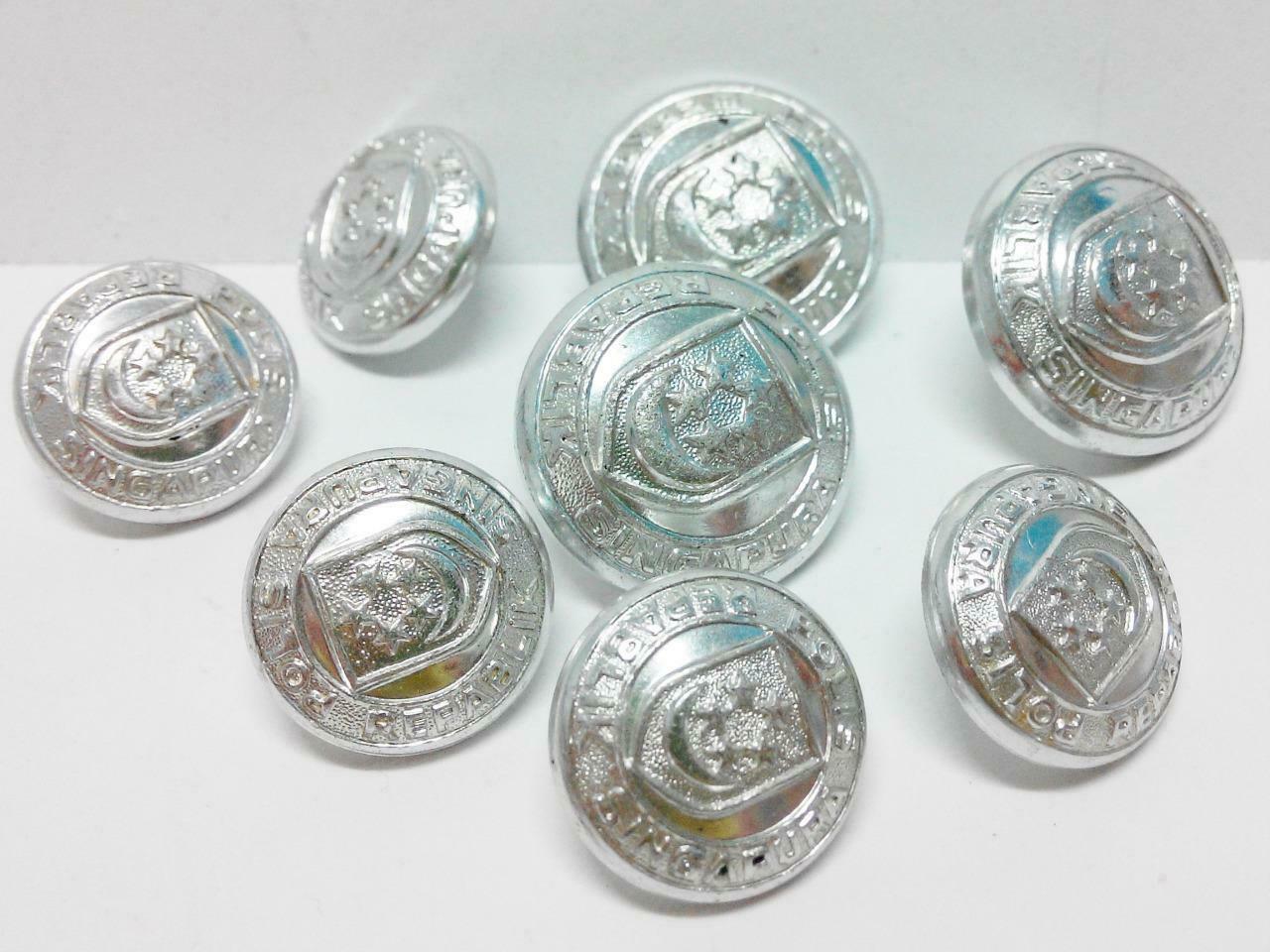 Rare Vintage Singapore Police Uniform Round Button Buttons x 8 pcs F/S B349