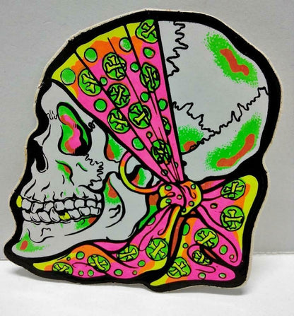 Vintage 80’s Sticker Neon Colourful Skull F/S (A802)