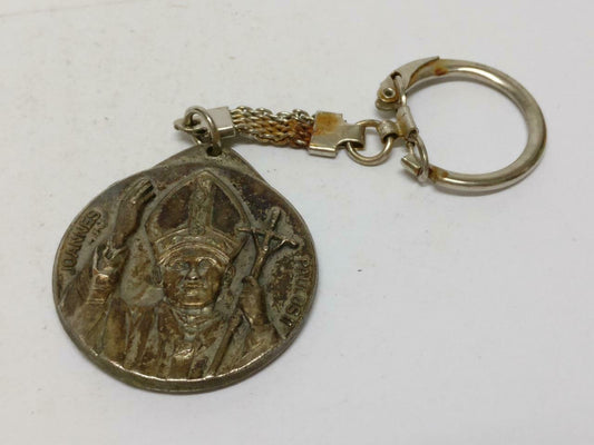 LP888 Rare Vintage Italy Rome Roma Joannes Paulus II Metal Keychain Keyring F/S B733