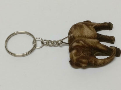 LP888 Vintage Handmade Mini Brown Wood Sculpture Elephant Keychain Keyring F/S (B747)