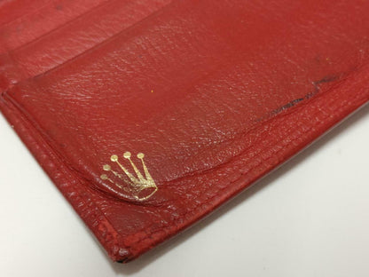 Vintage Rolex Red Leather Bi-Fold Wallet 60.02.55 F/S (A2430)