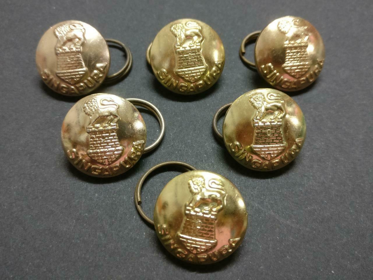 LP888 Vintage Singapore Army Round Gold Tone 6 x Lion Button F/S B887