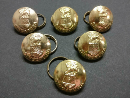 LP888 Vintage Singapore Army Round Gold Tone 6 x Lion Button F/S B887