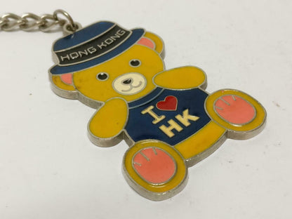 LP888 Vintage I Love Hong Kong Cute Bear With Hat Metal Keyring Keychain F/S (B784)