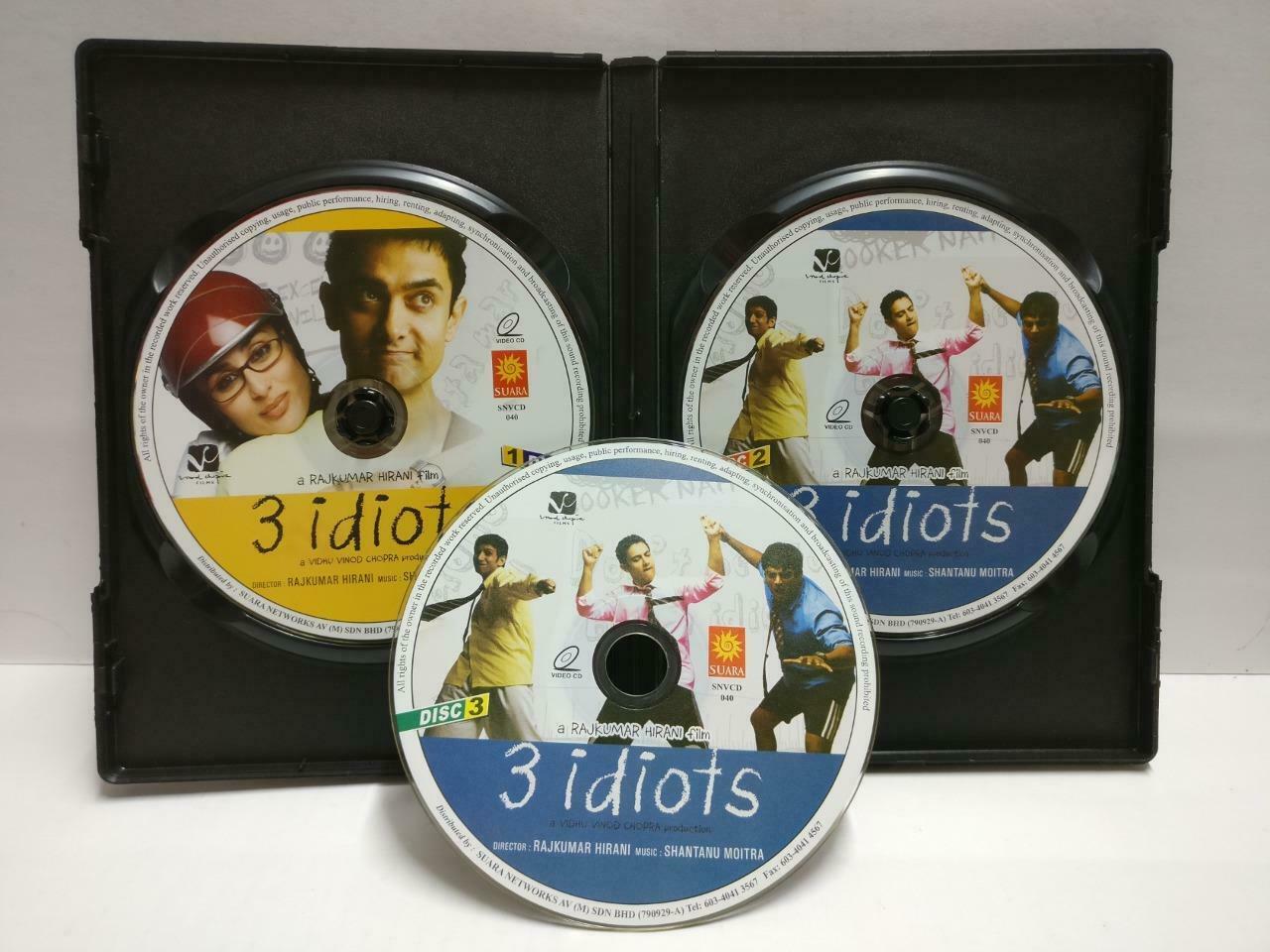 India Bollywood Hindi Movie 3 Idiots Aamir Khan Madhavan Malaysia 3x VCD CD1023