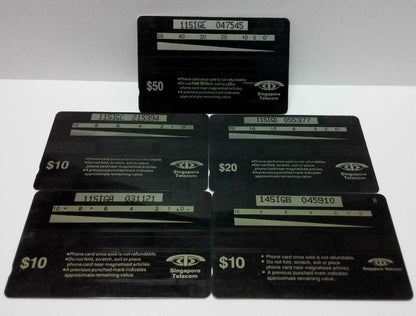 Used Vintage Singapore Phone Cards x5 Beautiful Flowers Orchid Series (A415)