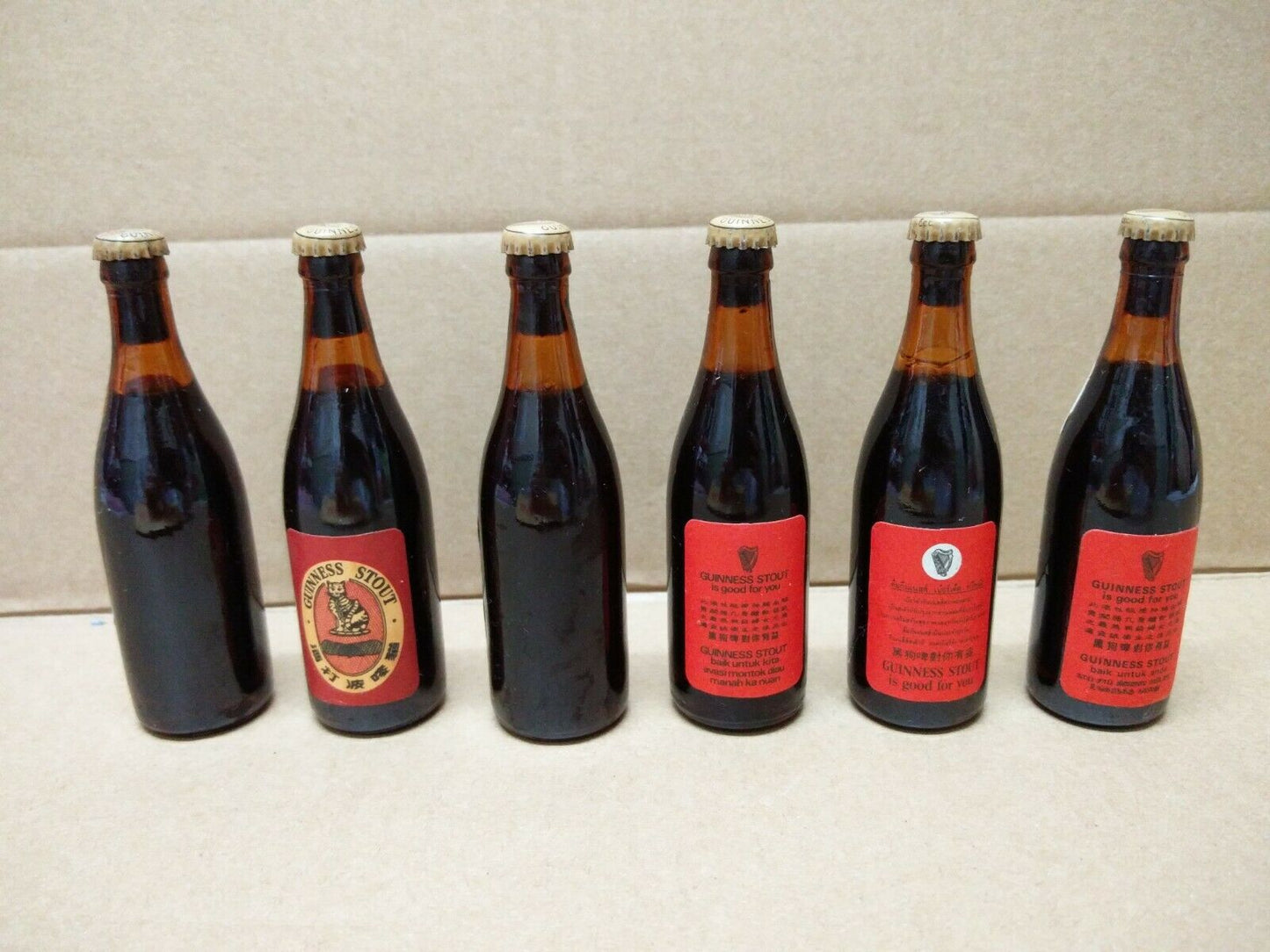 Guinness Miniatures Beer Glass Bottles x6 w/Box Singapore Limited Edition A1397