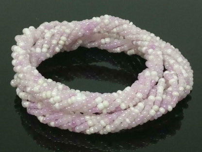 CJ888 Beautiful Art Craft Light Purple & White Beads Estate Necklace F/S (J633)