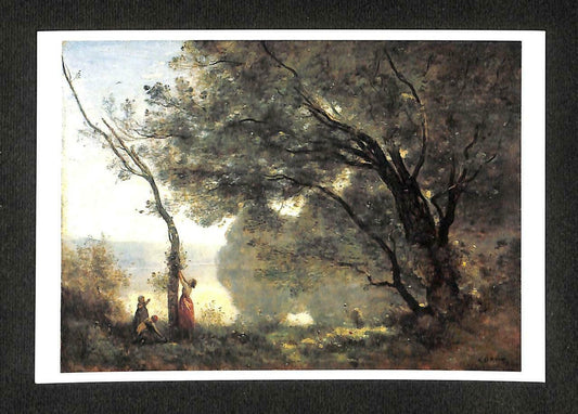 LUCKYPIGEON Corot Souvenir de Mortefontaine Trees Lake Painting Postcard (C1581)